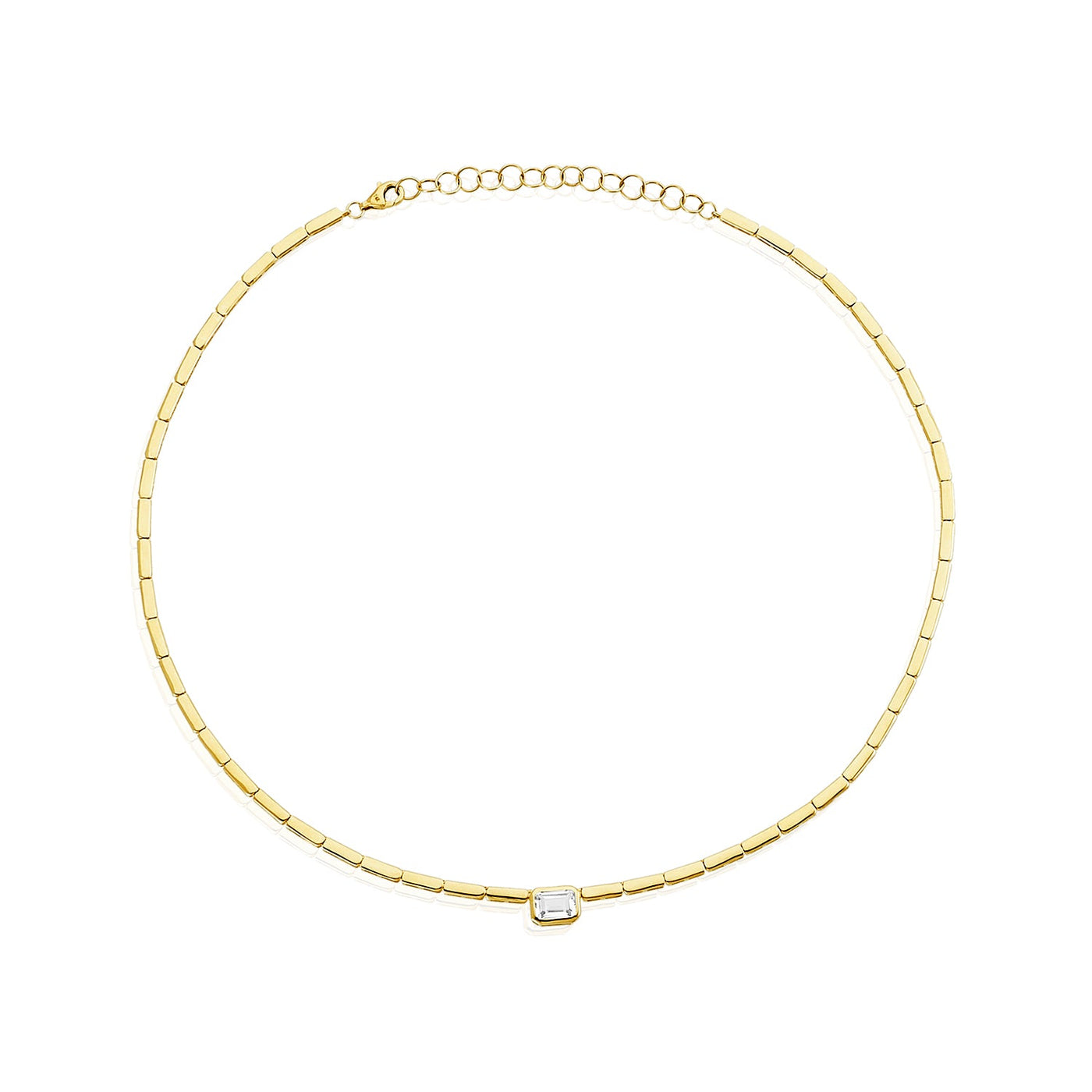 Gold Bar & Gemstone Bezel Necklace - Lindsey Leigh Jewelry