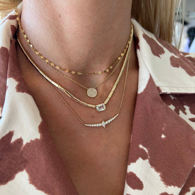 Gold Bar & Gemstone Bezel Necklace - Lindsey Leigh Jewelry