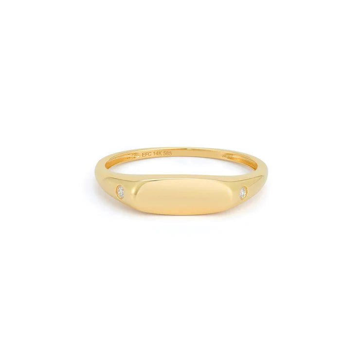 Gold Bar Signet Ring - Lindsey Leigh Jewelry
