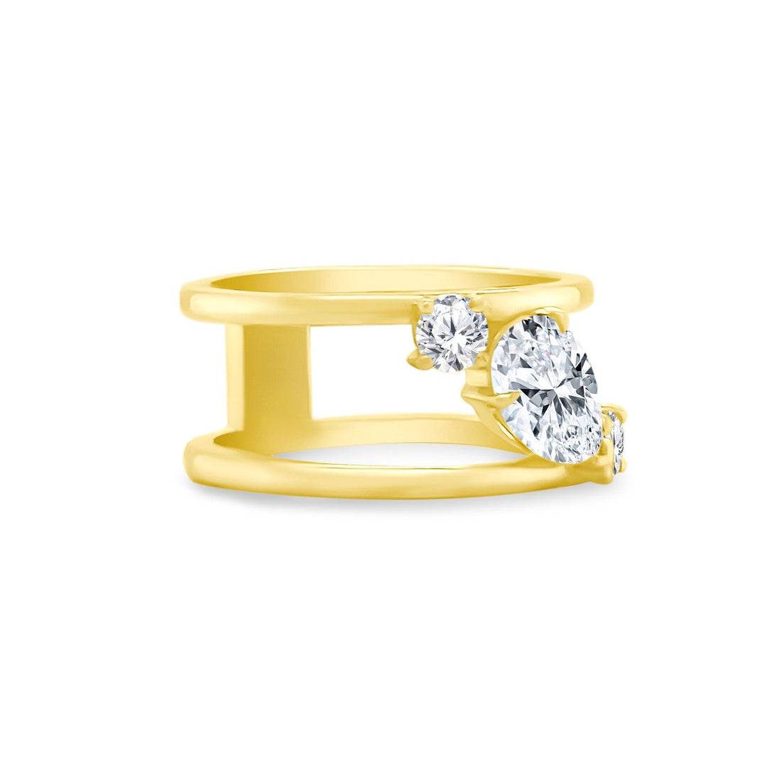 Gold & Diamond Cage Band - Lindsey Leigh Jewelry