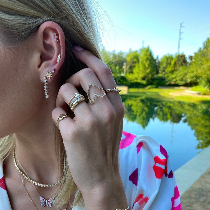 Gold & Diamond Heart Studs - Lindsey Leigh Jewelry