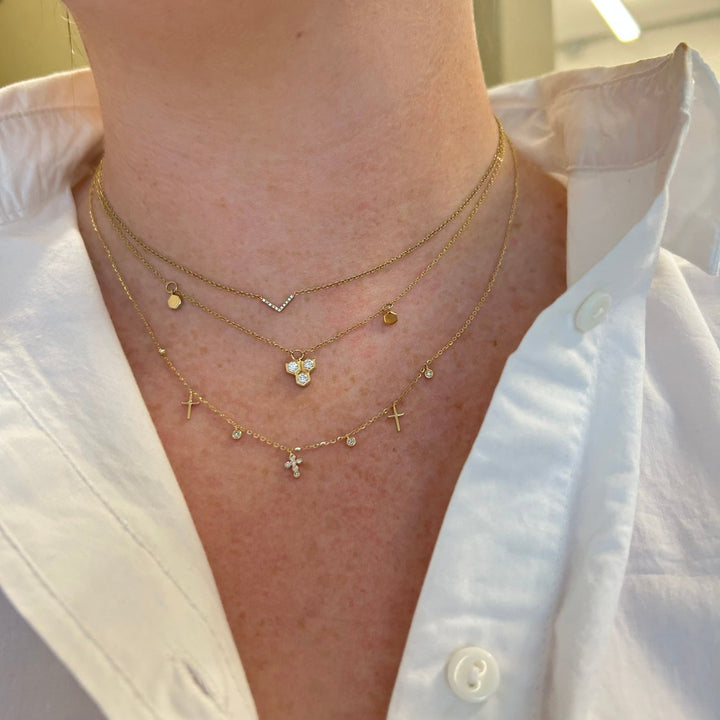 Gold & Diamond Hexagon Necklace - Lindsey Leigh Jewelry