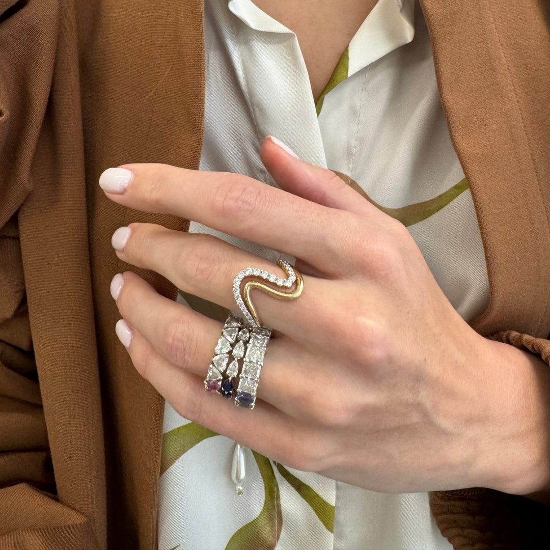 Gold & Diamond Wavy Ring - Lindsey Leigh Jewelry