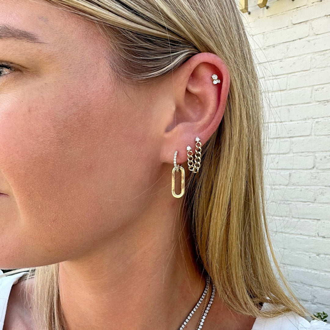 Gold Link & Pave Dangle Earrings - Lindsey Leigh Jewelry