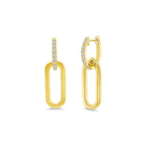 Gold Link & Pave Dangle Earrings - Lindsey Leigh Jewelry
