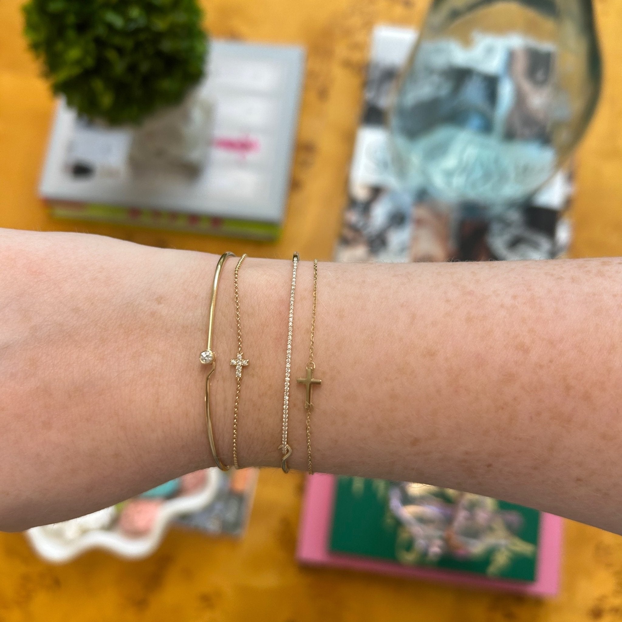 Gold Mini Cross Bracelet – Lindsey Leigh Jewelry