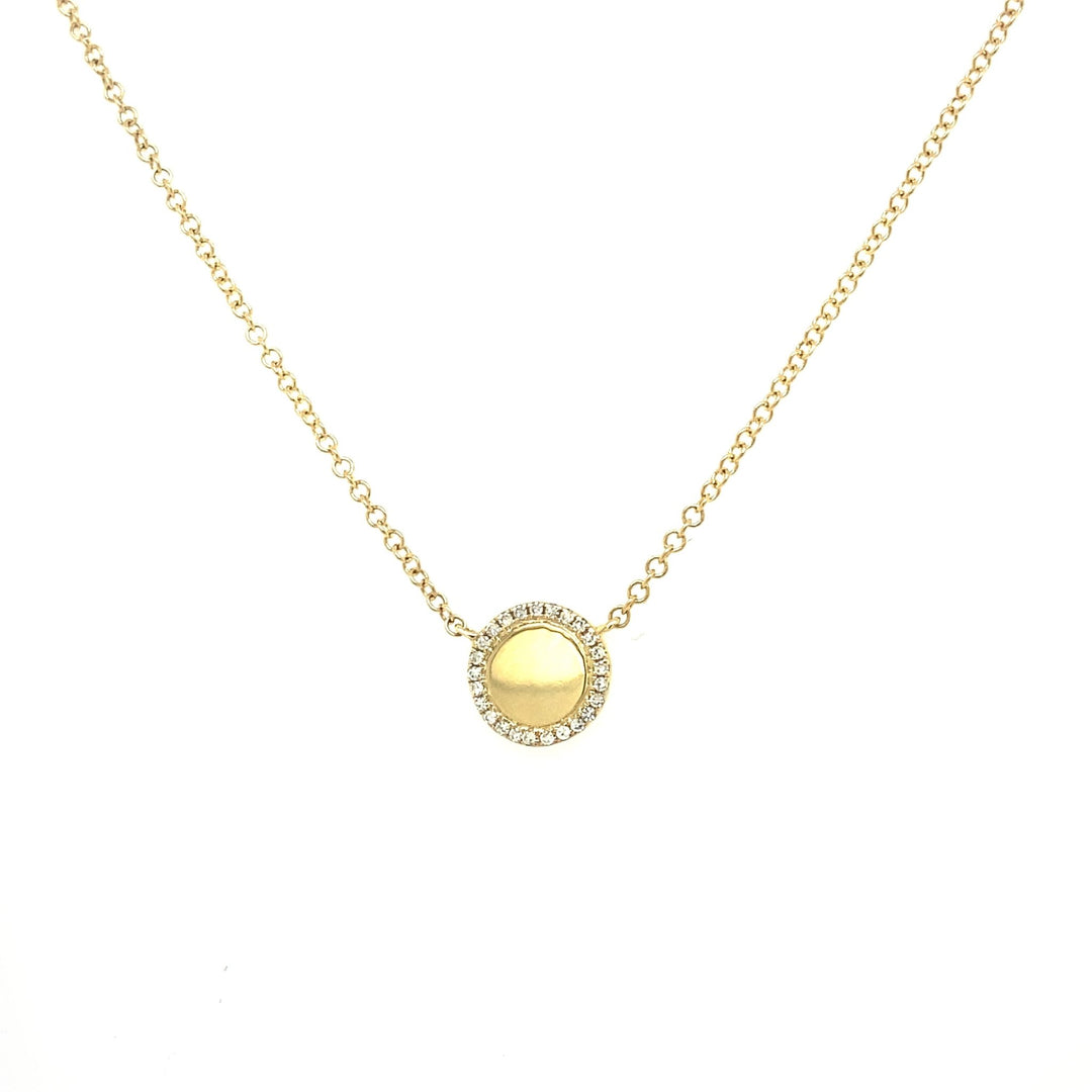 Gold & Pave Disc Necklace - Lindsey Leigh Jewelry