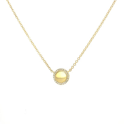 Gold & Pave Disc Necklace - Lindsey Leigh Jewelry