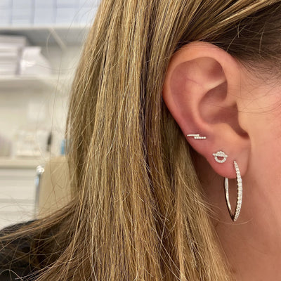 Gold & Pave Double Bar Stud - Lindsey Leigh Jewelry