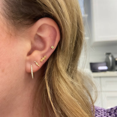 Gold & Pave Double Bar Stud - Lindsey Leigh Jewelry