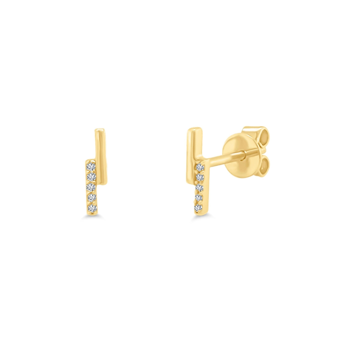 Gold & Pave Double Bar Stud - Lindsey Leigh Jewelry