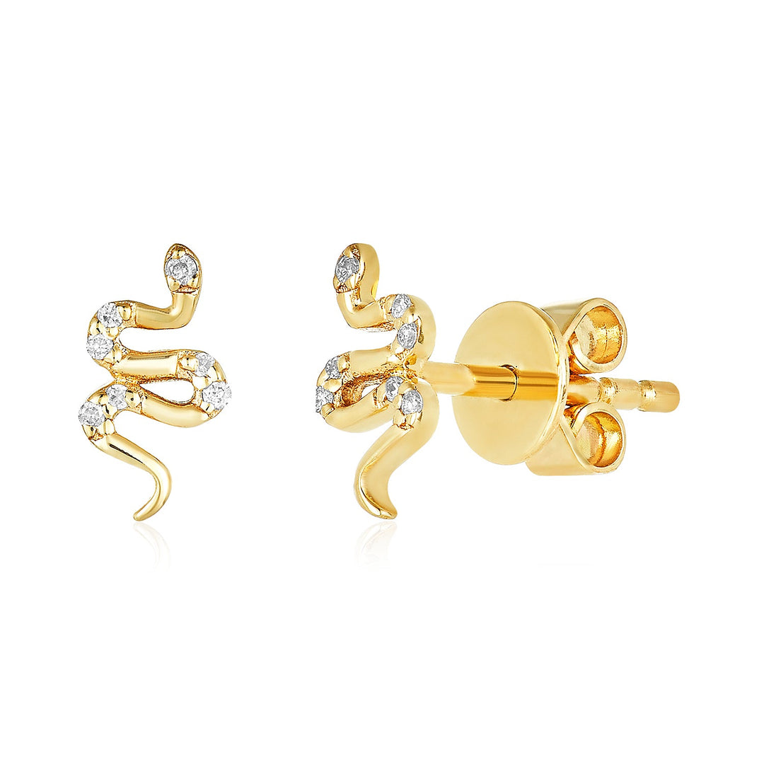 Gold & Pave Snake Stud - Lindsey Leigh Jewelry