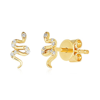 Gold & Pave Snake Stud  Lindsey Leigh Jewelry.
