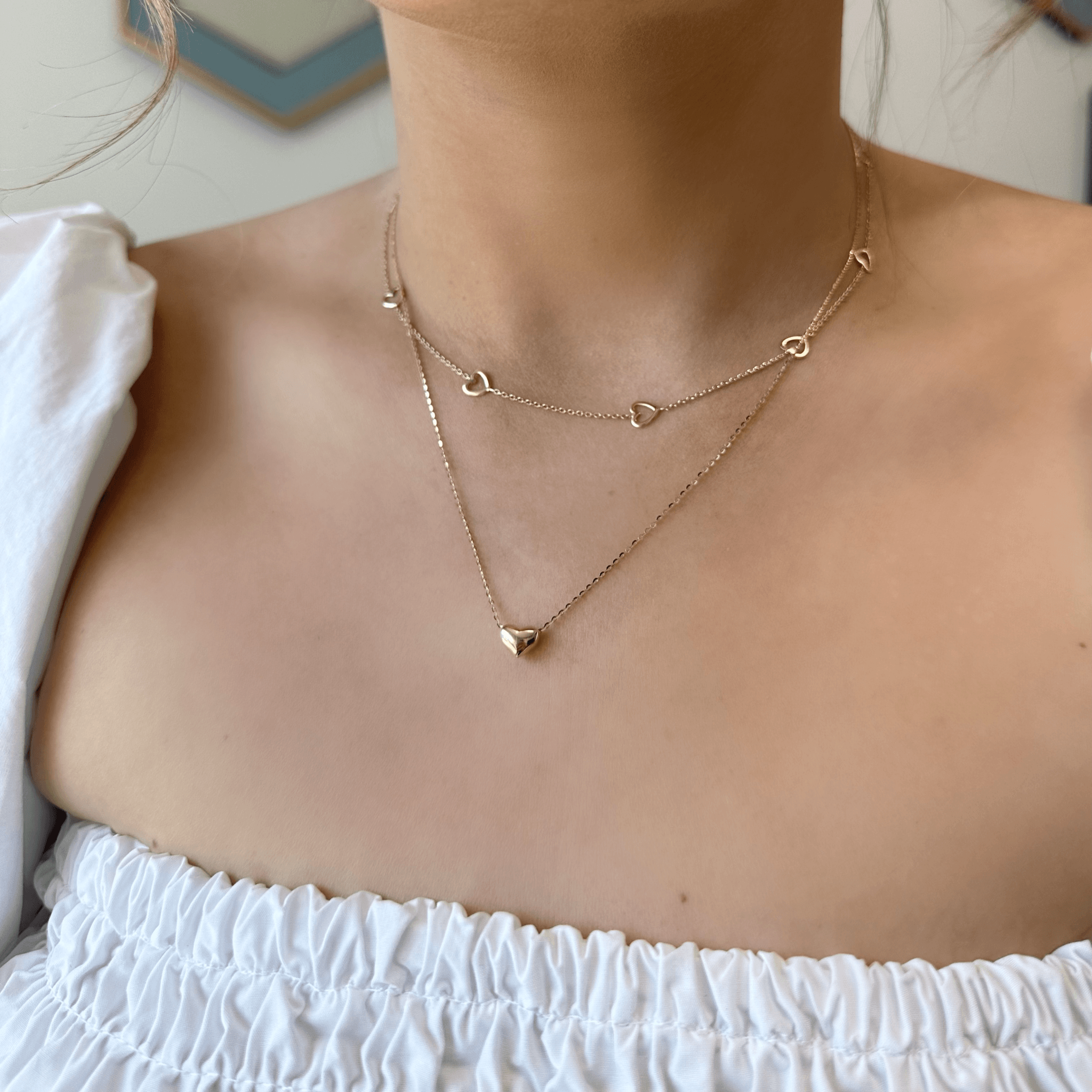 Gold Puffy Heart Necklace – Lindsey Leigh Jewelry - Main Image