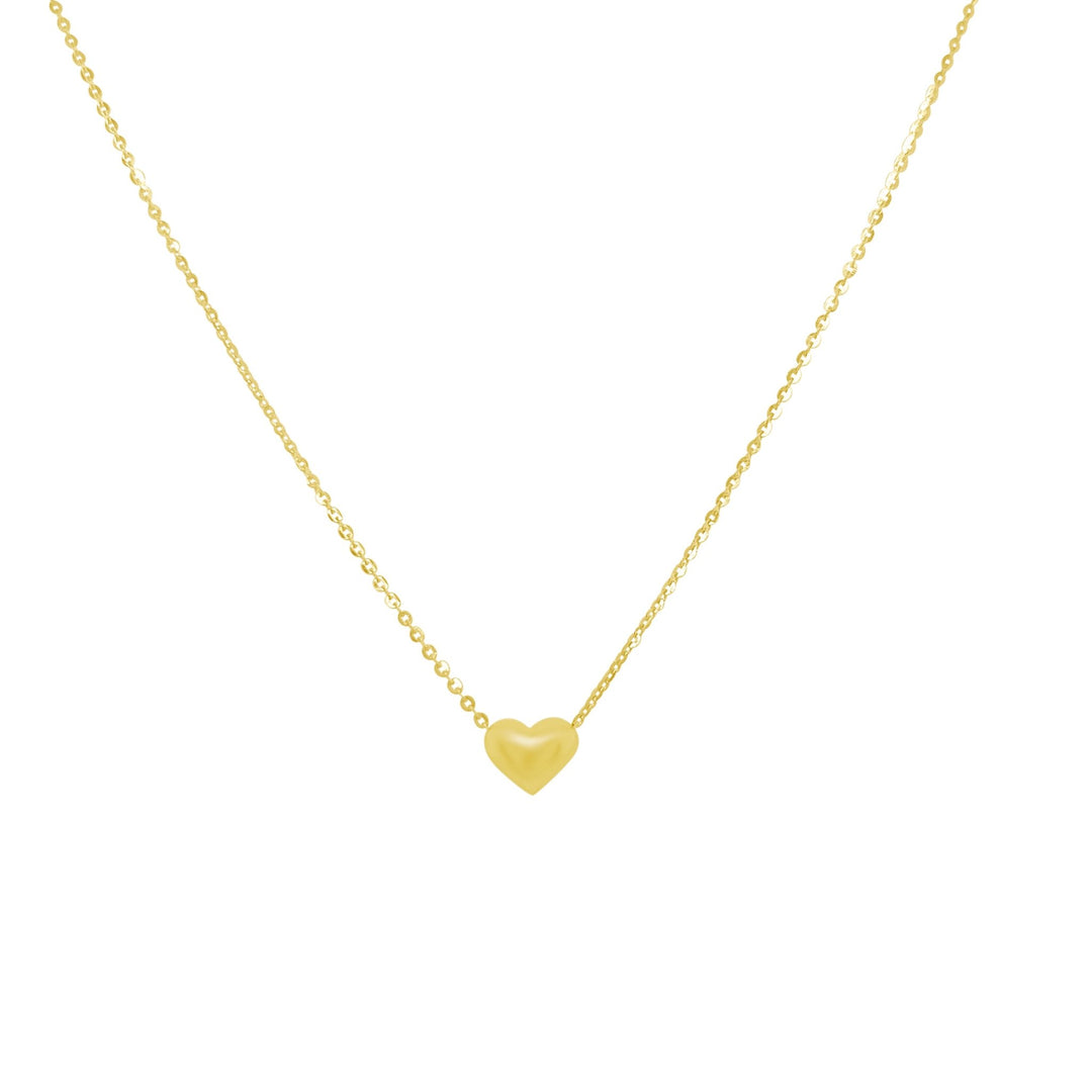 Gold Puffy Heart Necklace - Lindsey Leigh Jewelry