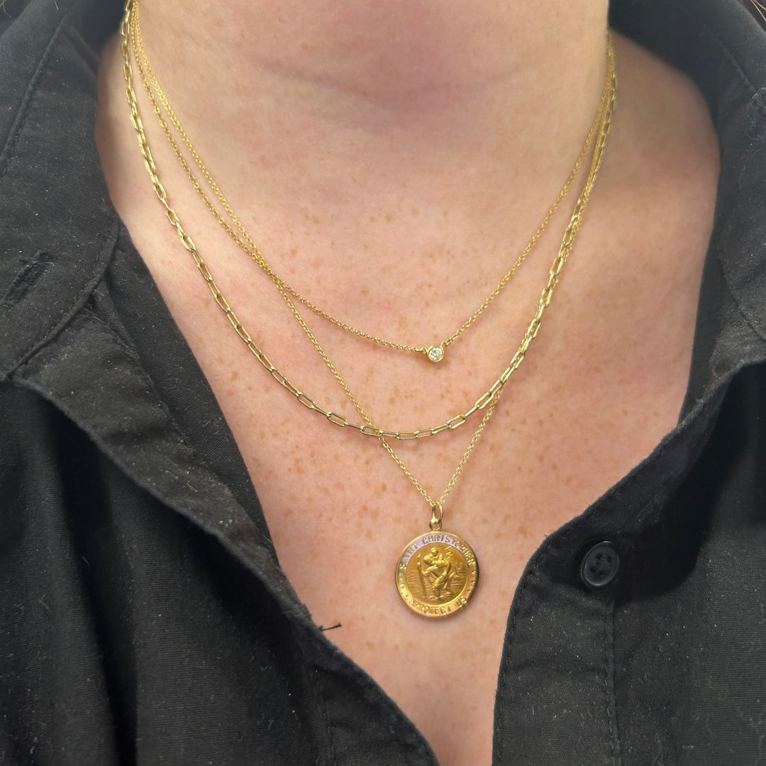Gold Saint Christopher Medal - Lindsey Leigh Jewelry