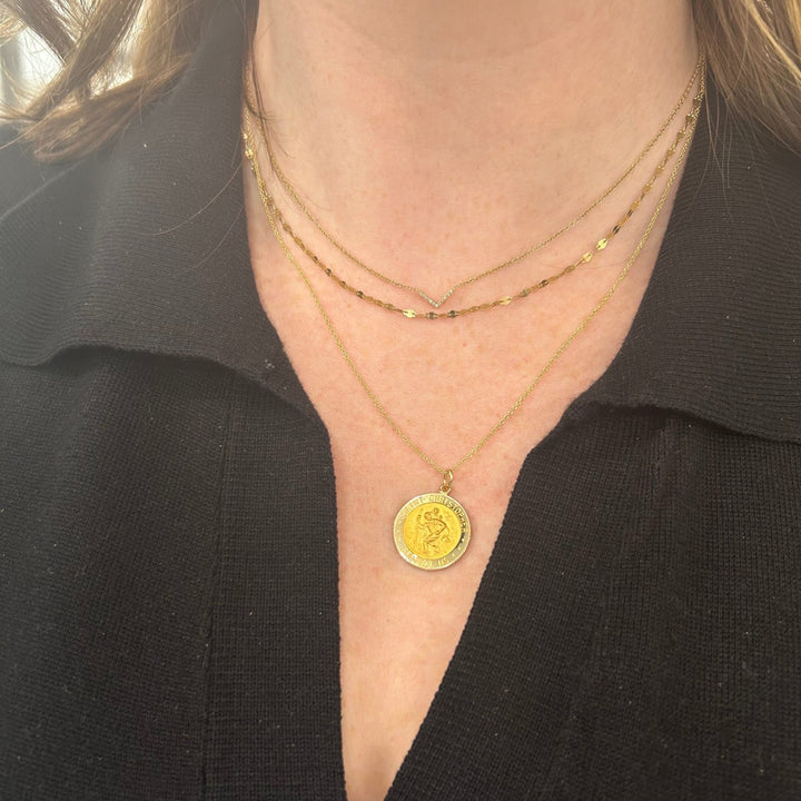 Gold Saint Christopher Medal - Lindsey Leigh Jewelry