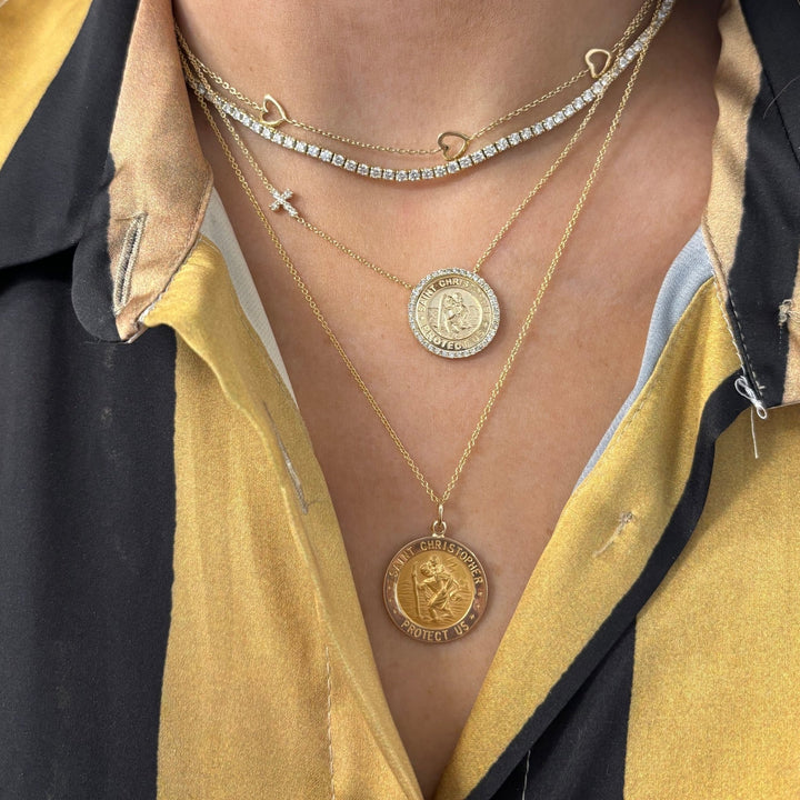 Gold Saint Christopher Medal - Lindsey Leigh Jewelry