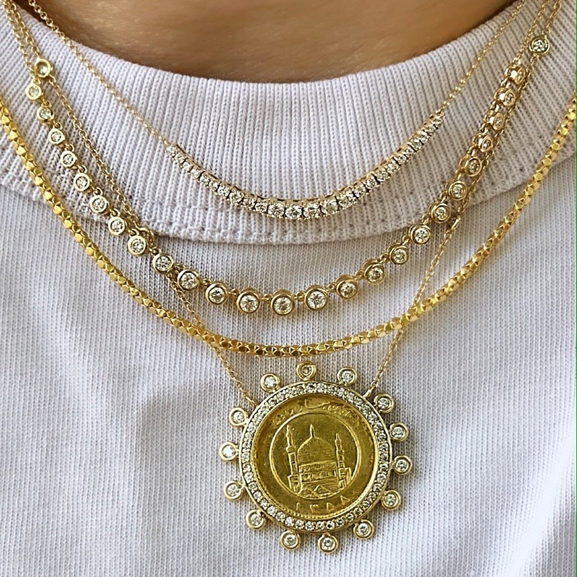 Graduated Basket Set Diamond Necklace - Lindsey Leigh Jewelry