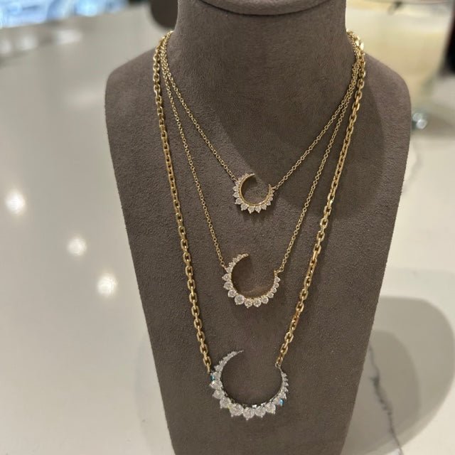 Graduated Crescent Diamond Necklace - Lindsey Leigh Jewelry