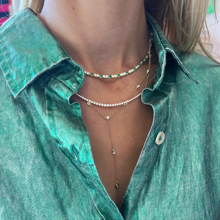 Graduated Diamond Curve Necklace - Lindsey Leigh Jewelry