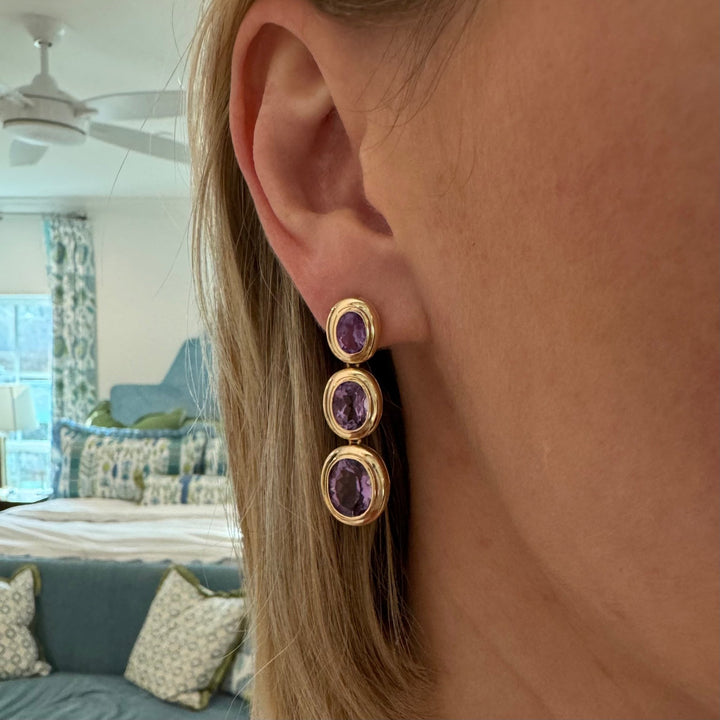 Graduated Oval Gemstone Earrings - Lindsey Leigh Jewelry