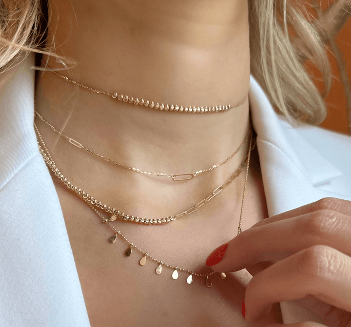 Graduated Paper Clip Station Necklace - Lindsey Leigh Jewelry