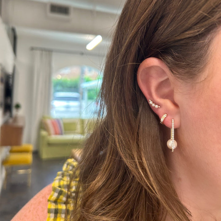 Graduated Pearl & Pave Studs - Lindsey Leigh Jewelry