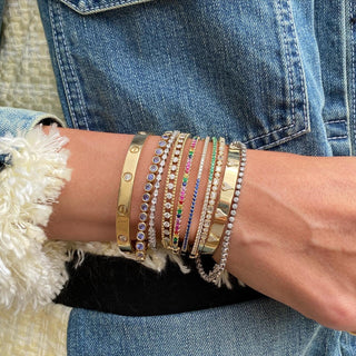 Half Diamond & Gemstone Bangle  Lindsey Leigh Jewelry.
