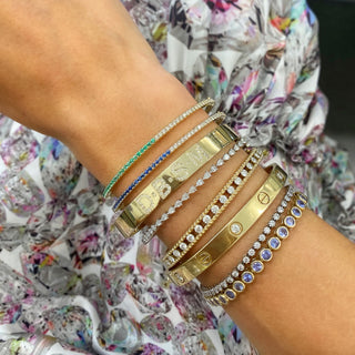 Half Diamond & Gemstone Bangle  Lindsey Leigh Jewelry.
