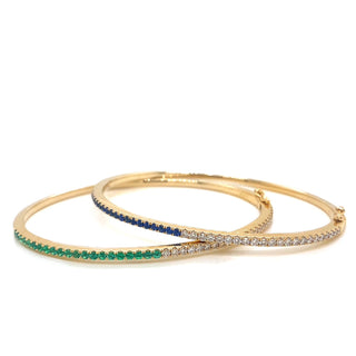 Half Diamond & Gemstone Bangle  Lindsey Leigh Jewelry.
