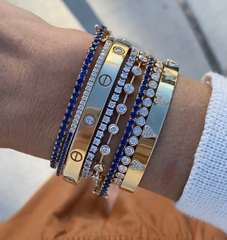Half Diamond & Gemstone Bangle  Lindsey Leigh Jewelry.
