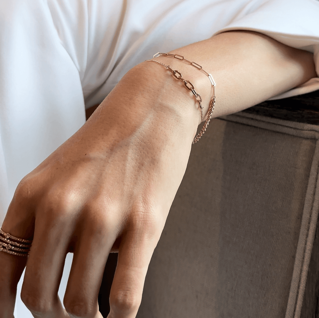 Half Paper Clip Bead Bracelet - Lindsey Leigh Jewelry