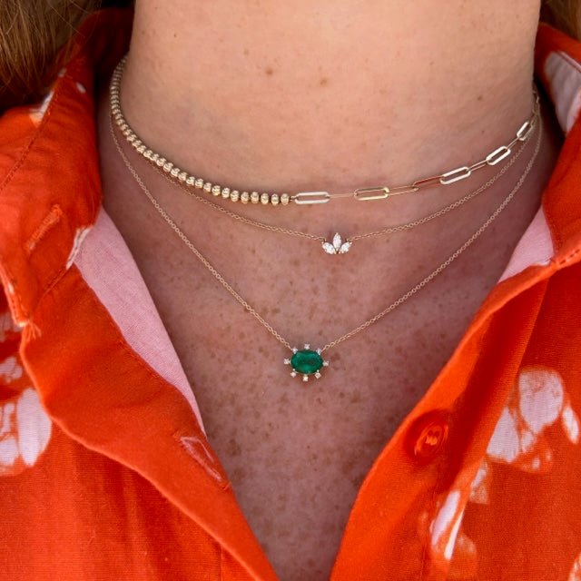 Half Paper Clip Faceted Bead Necklace - Lindsey Leigh Jewelry