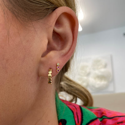 Gemstone and Diamond Bezel Bar Stud