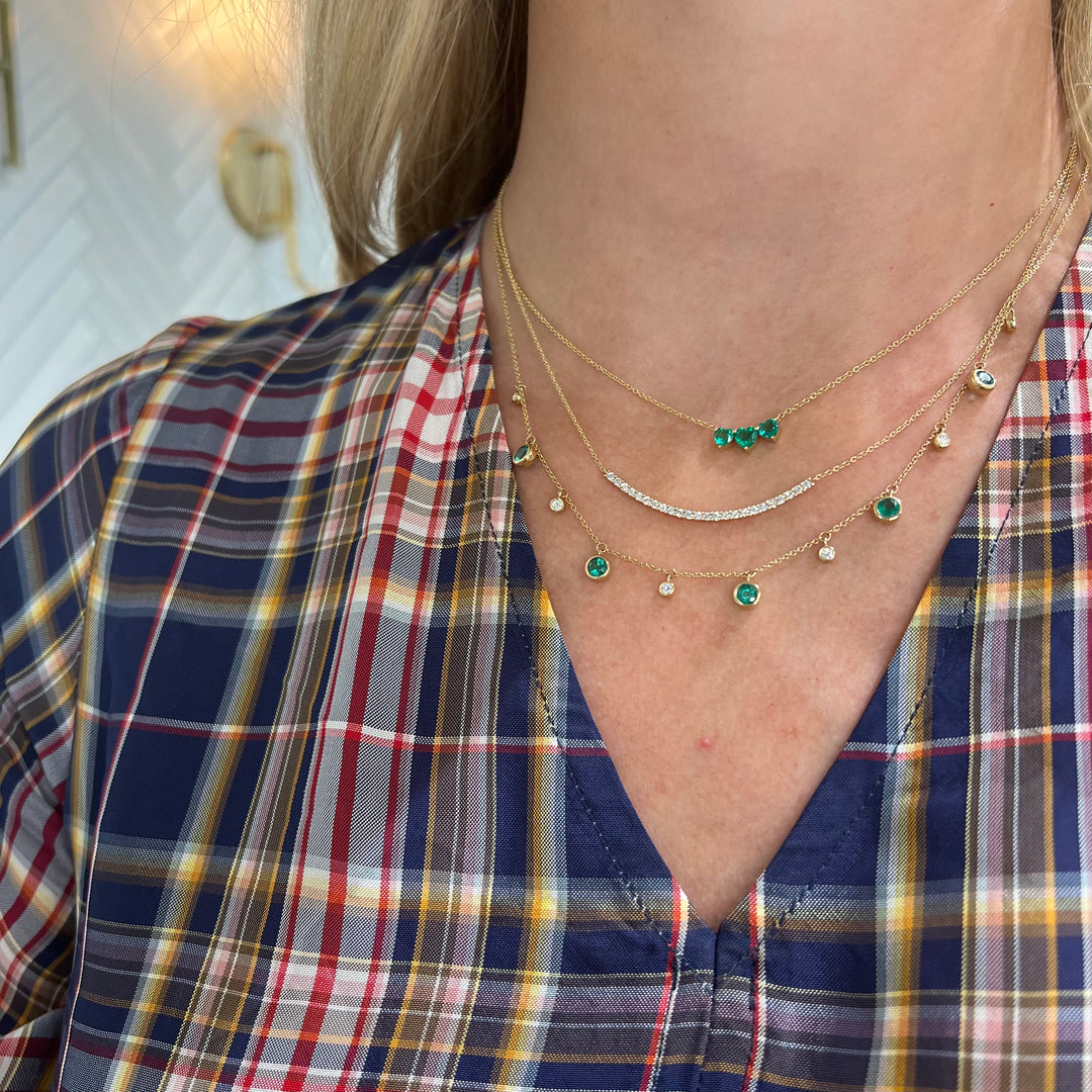 Gemstone & Diamond Bezel Dangle Necklace