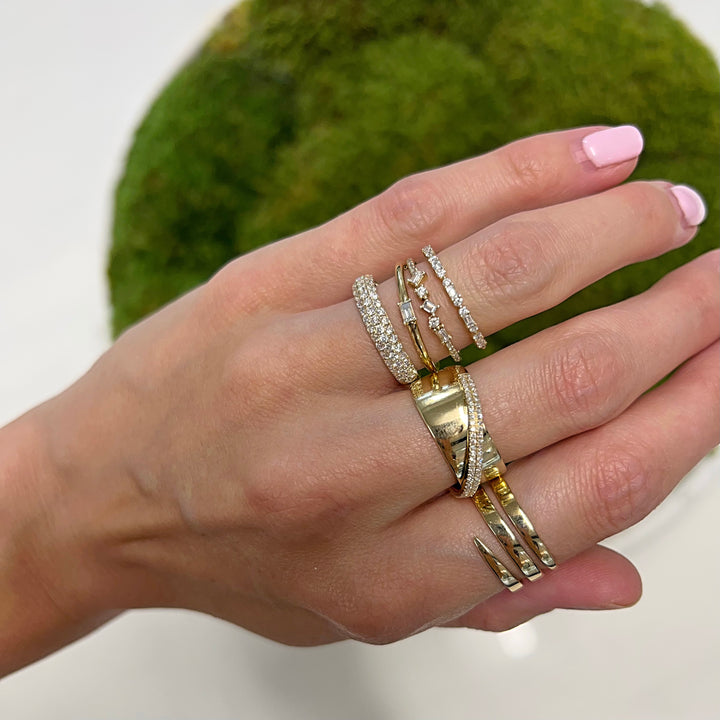 Alternating Double Round & Baguette Ring