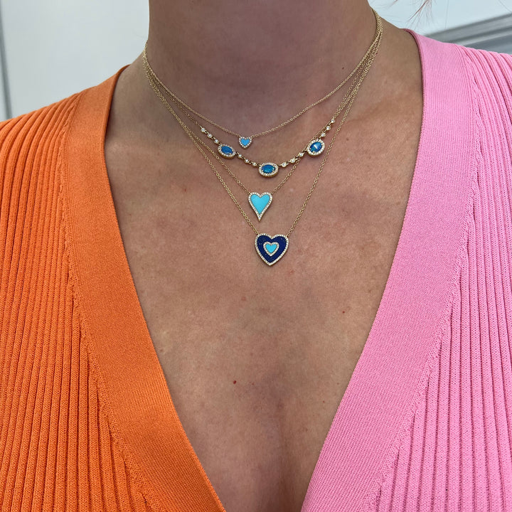 Mini Gemstone & Pave Heart Necklace
