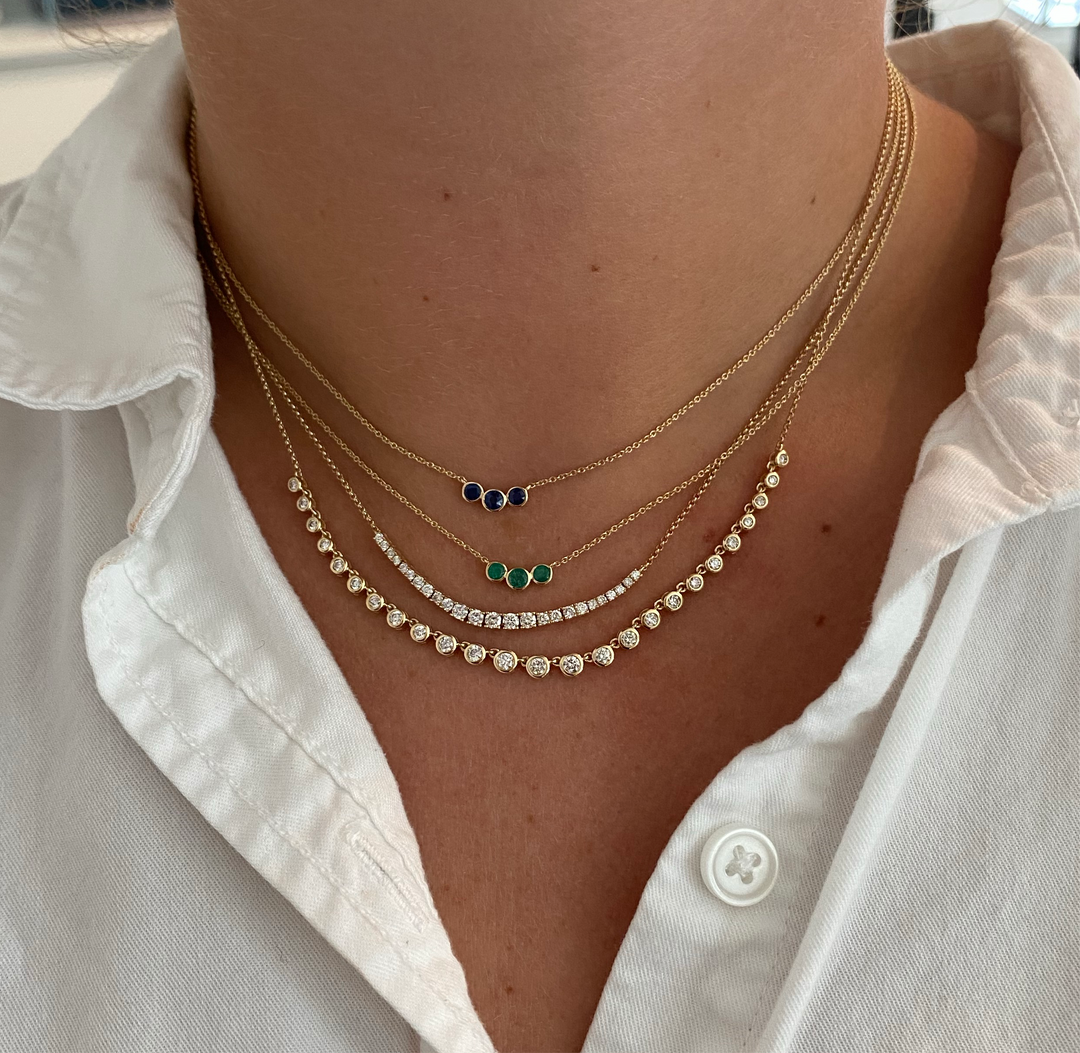 Triple Gemstone Bubble Necklace