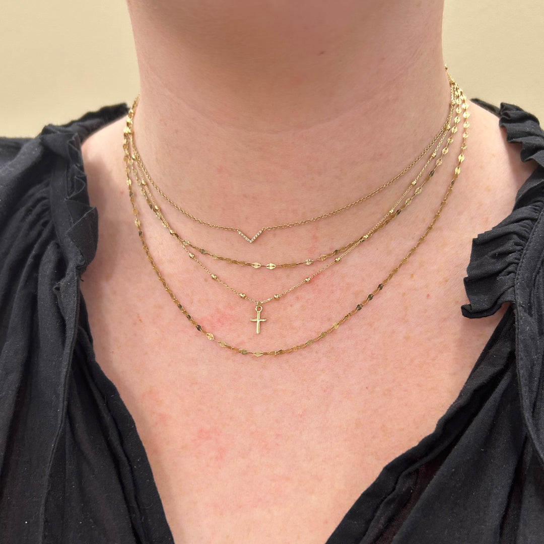 Petite Gold Cross Bead Necklace