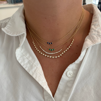 Graduated Basket Set Diamond Necklace