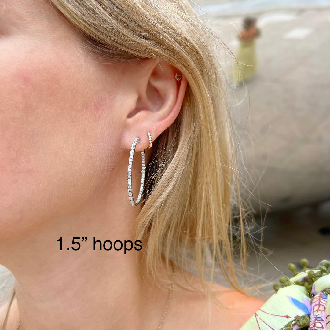 1.5 inch diamond hoop earrings Clearance