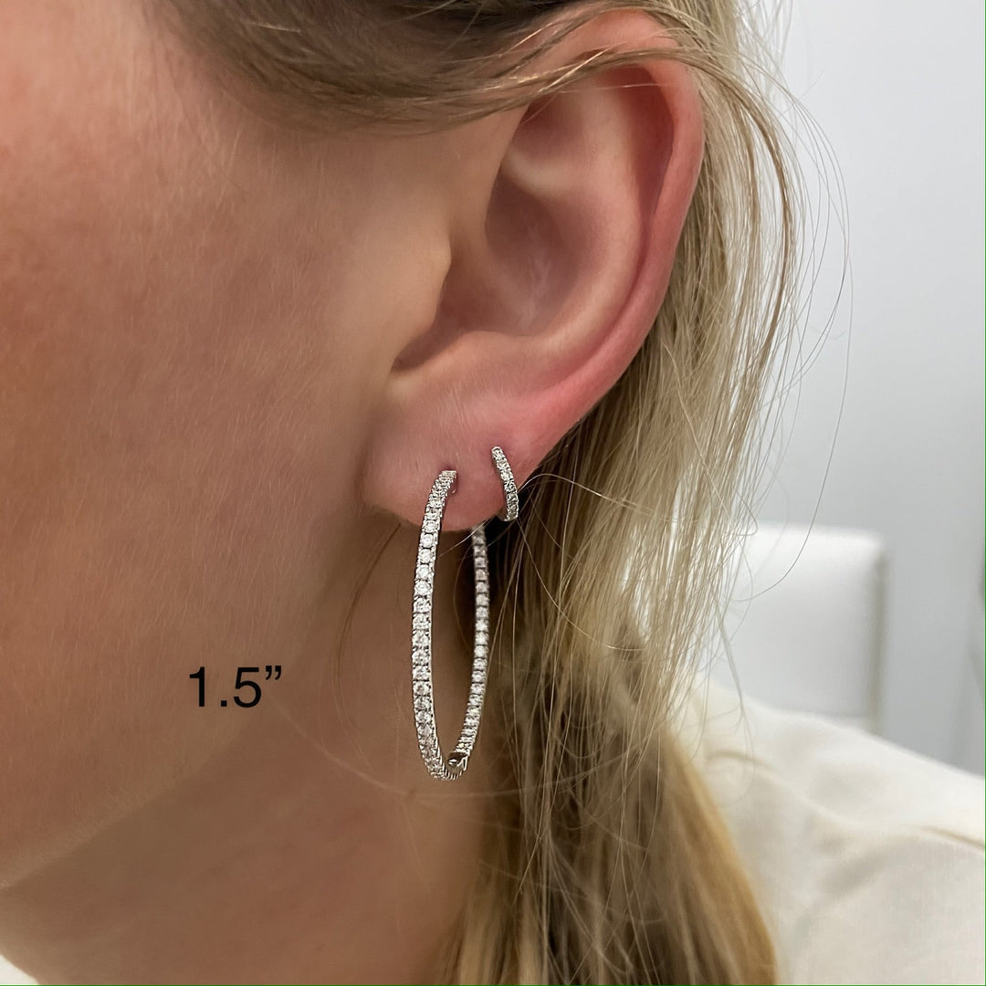 1.5 inch diamond hoop earrings Clearance