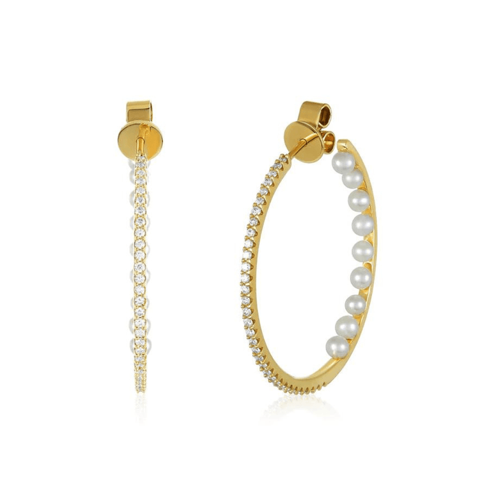 Inside Out Diamond & Pearl Hoops - Lindsey Leigh Jewelry