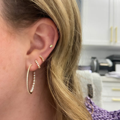 Inside Out Diamond & Pearl Hoops - Lindsey Leigh Jewelry