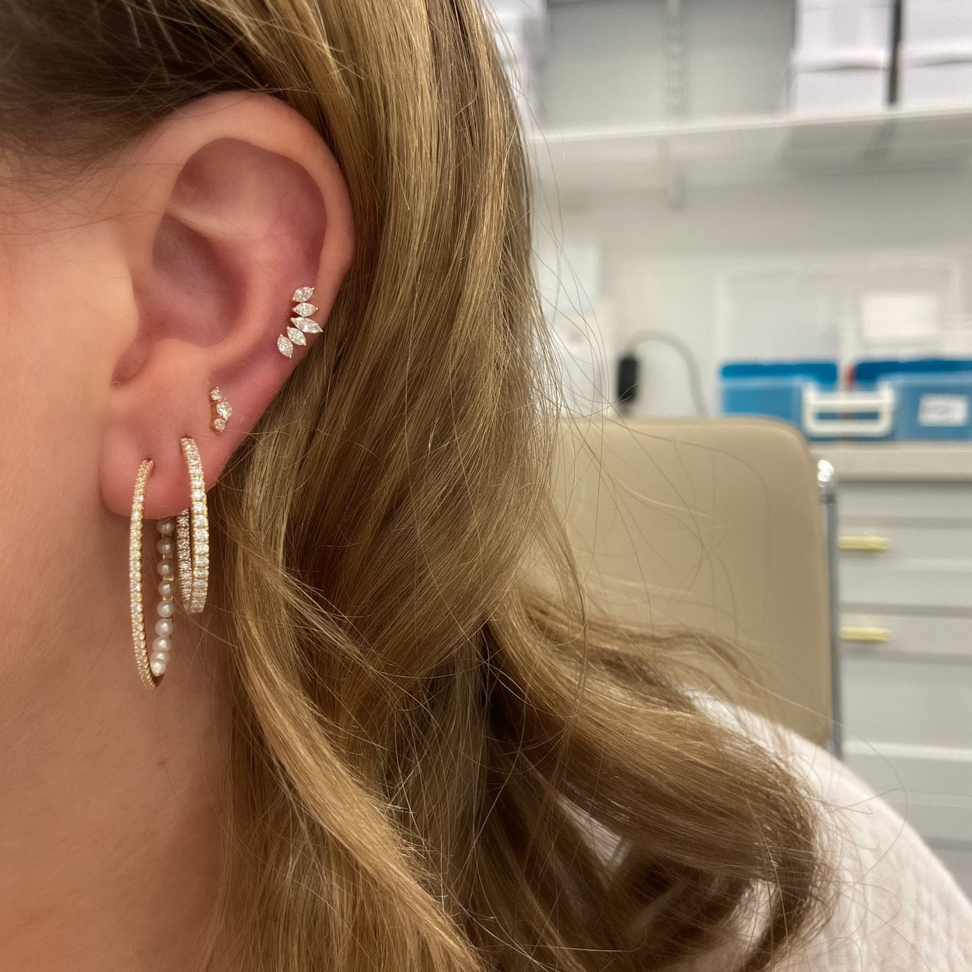 Inside Out Diamond & Pearl Hoops - Lindsey Leigh Jewelry