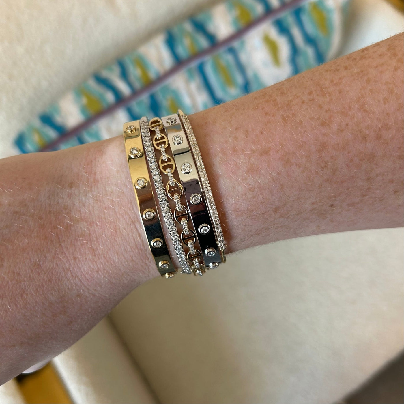 Interlocking Diamond Link Bangle - Lindsey Leigh Jewelry