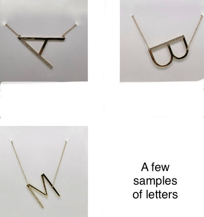 Jumbo Asymmetrical Pave Initial Necklace - Lindsey Leigh Jewelry