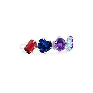Jumbo Gemstone & Diamond Multi Shape Eagle Prong Band  Lindsey Leigh Jewelry.
