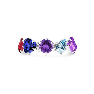 Jumbo Gemstone & Diamond Multi Shape Eagle Prong Band  Lindsey Leigh Jewelry.
